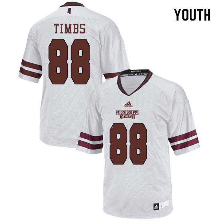 Youth #88 Sherman Timbs Mississippi State Bulldogs College Football Jerseys Sale-White - Click Image to Close